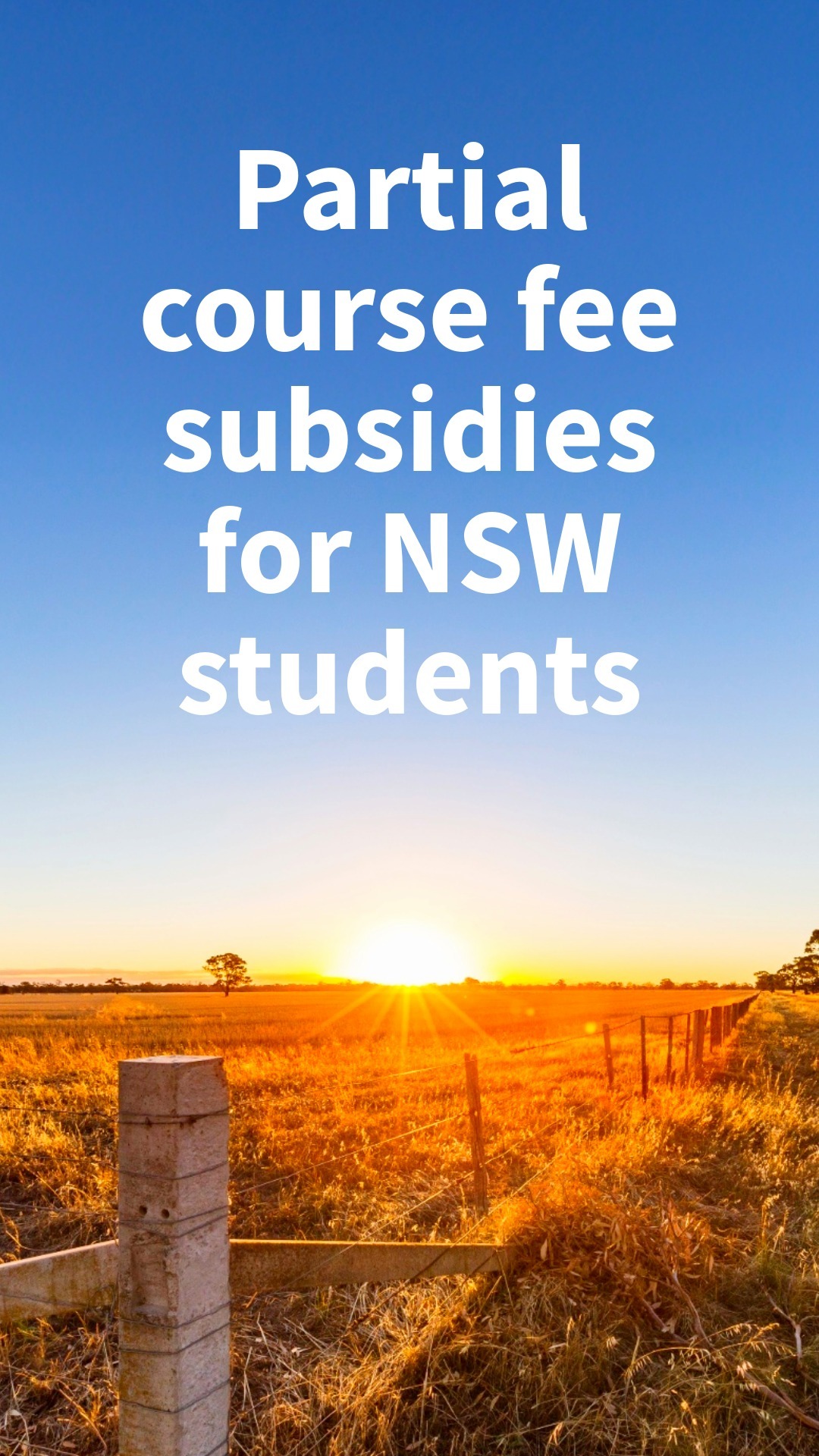 Partial subsidies available for NSW students